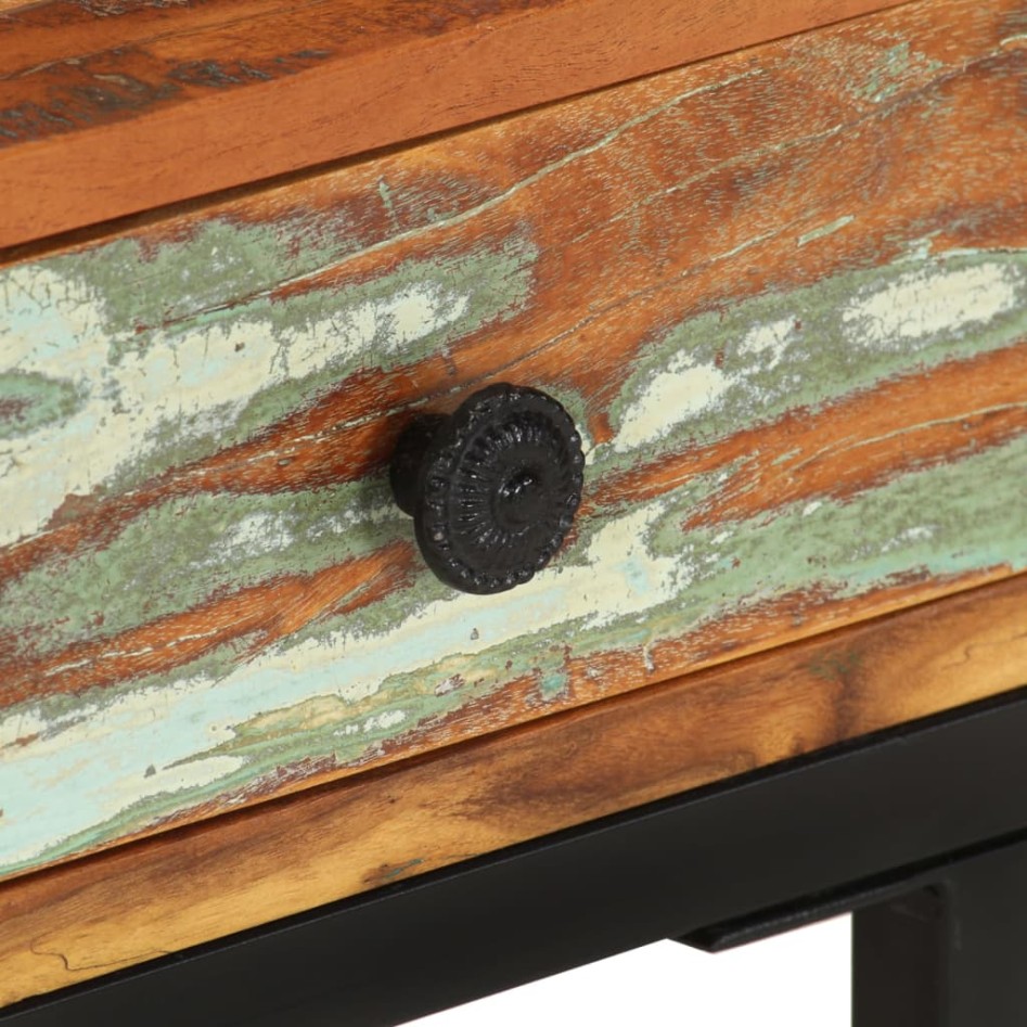 Mesa auxiliar forma de U madera maciza reciclada 45x30x61