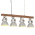 Lámpara de techo industrial madera de mango plateado