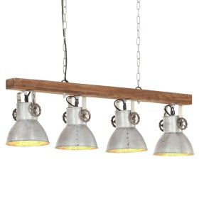Lámpara de techo industrial madera de mango plateado