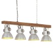 Lámpara de techo industrial madera de mango plateado E27