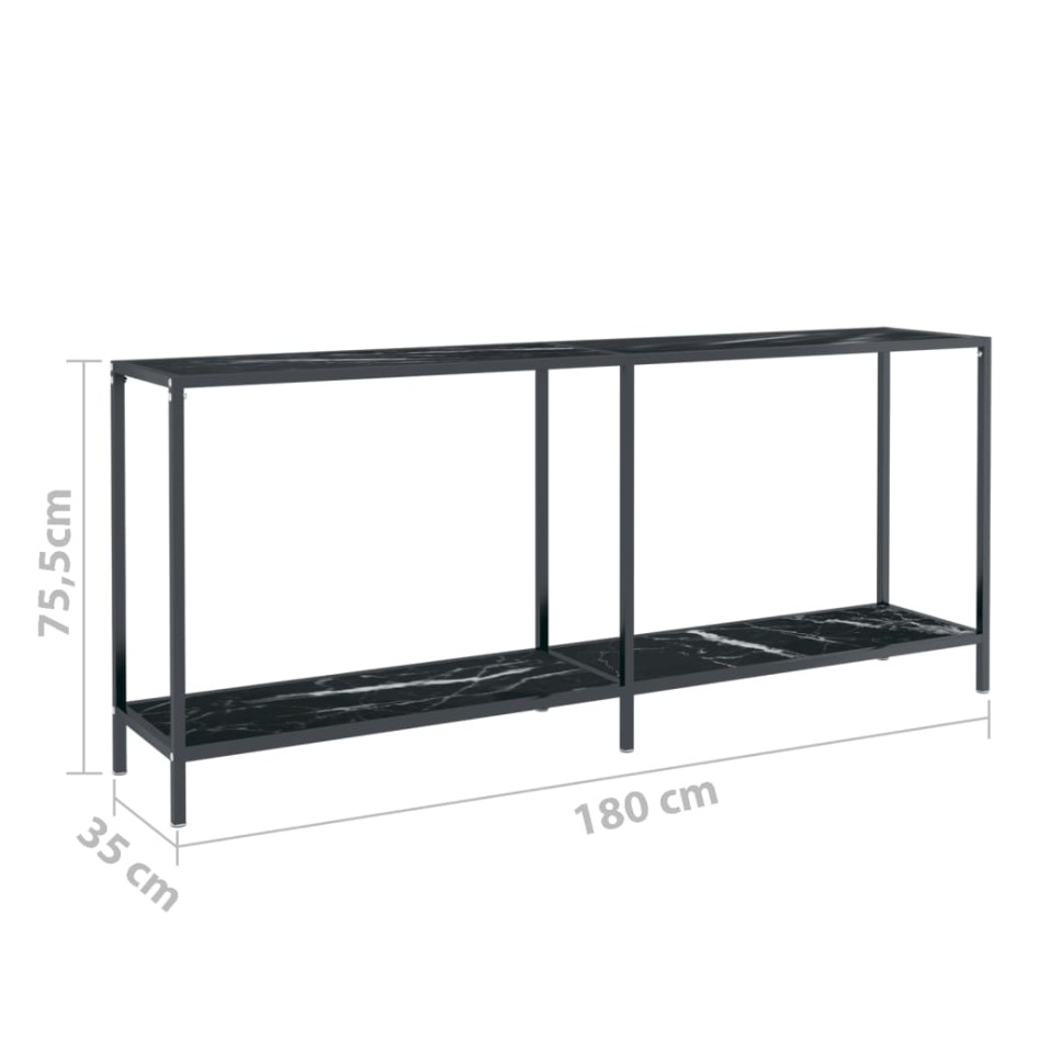 Mesa de consola vidrio templado negro 180x35x75,5
