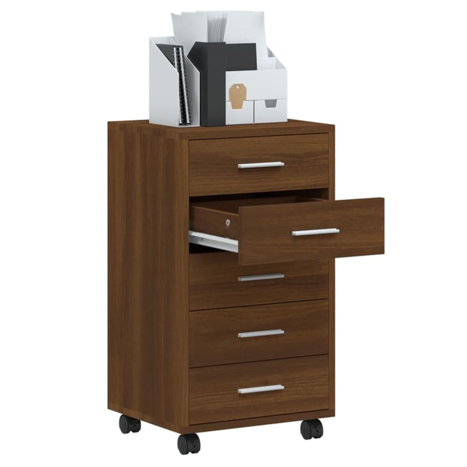 Cajonera con ruedas madera contrachapada marrón