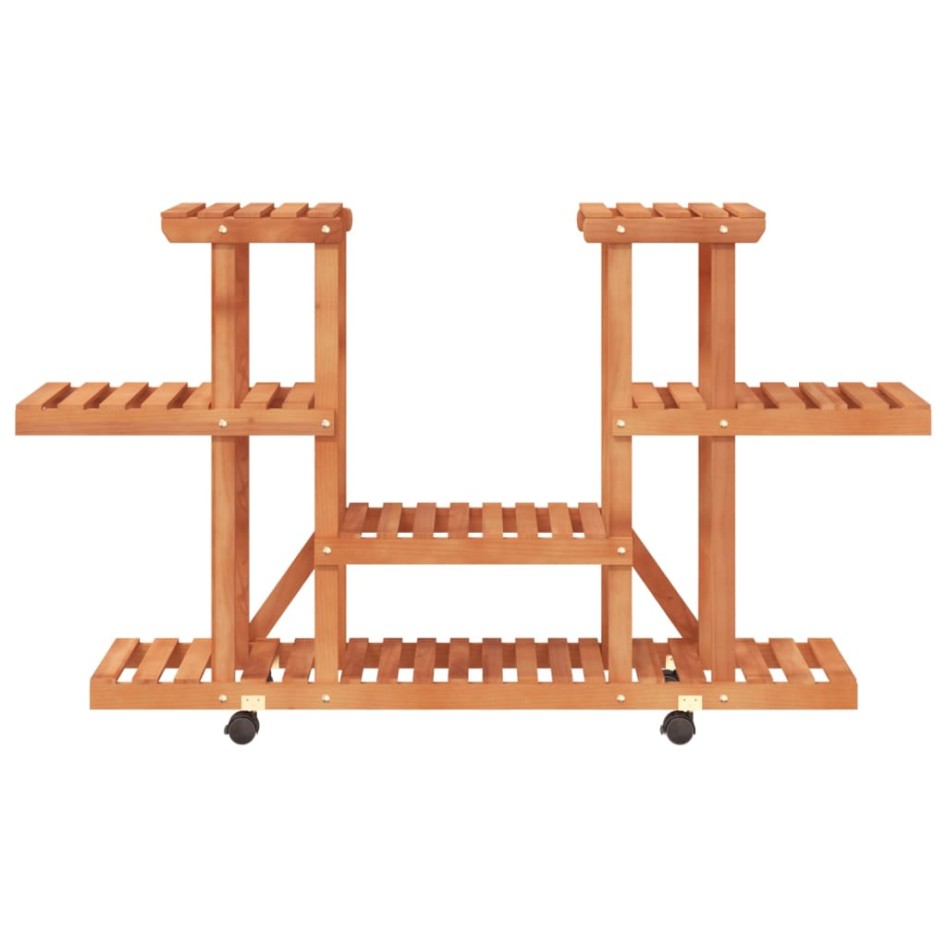 Soporte para flores con ruedas madera maciza abeto 110x25x78