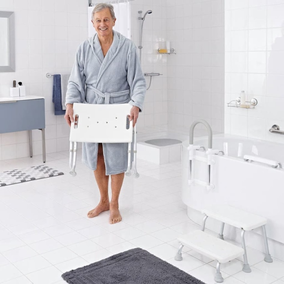 RIDDER Taburete de baño plegable 110 kg blanco