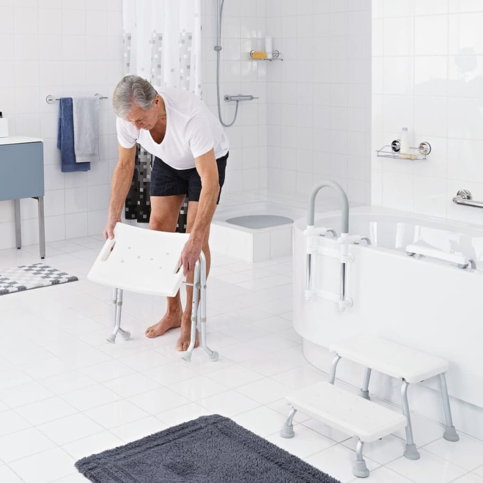 RIDDER Taburete de baño plegable 110 kg blanco