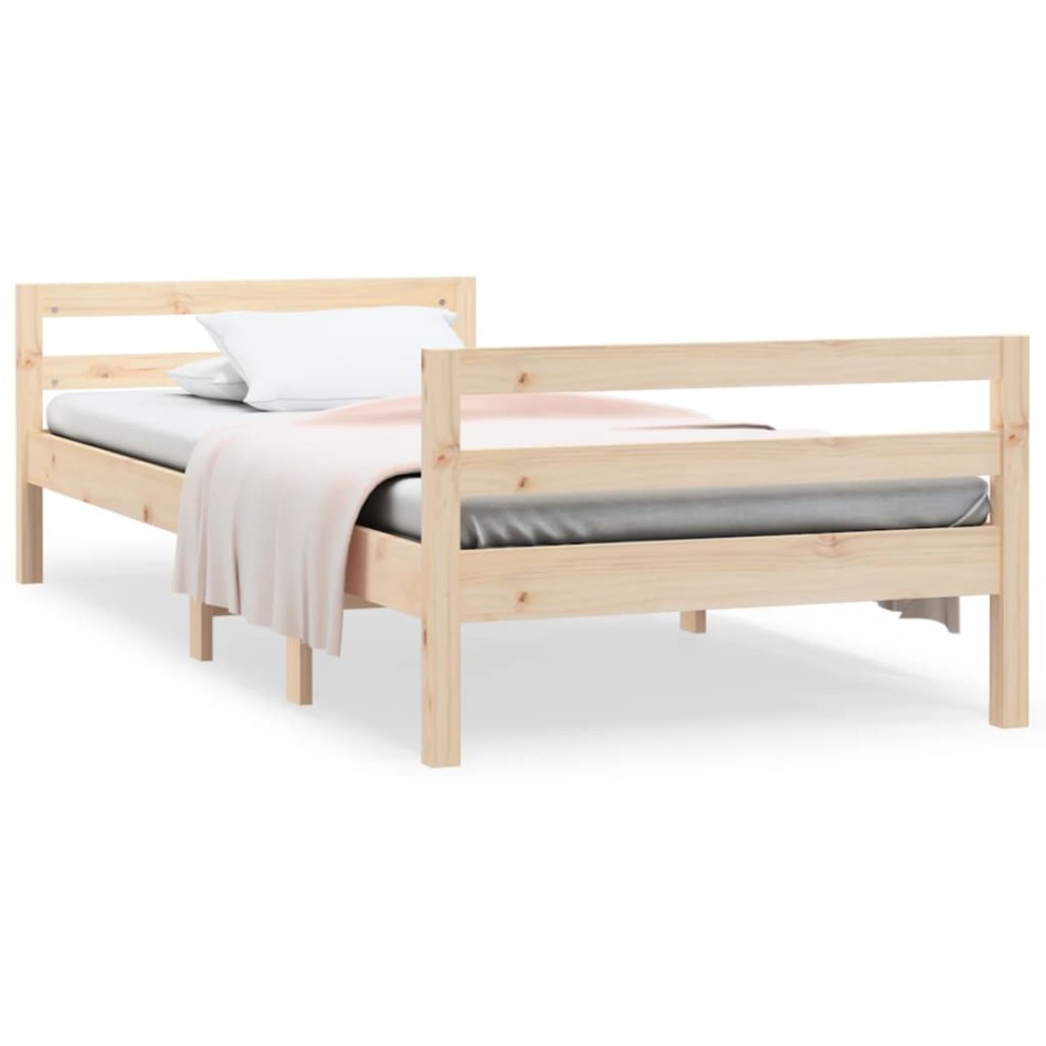 Estructura de cama sin colchón madera maciza pino 75x190