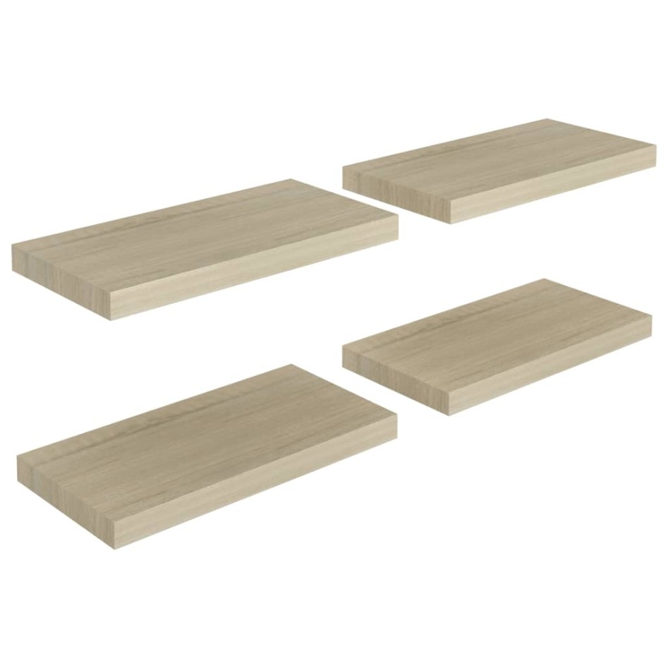 Estantes flotantes de pared 4 uds negro MDF 50x23x3,8