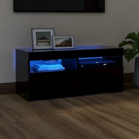 Mueble de TV con luces LED negro 90x35x40