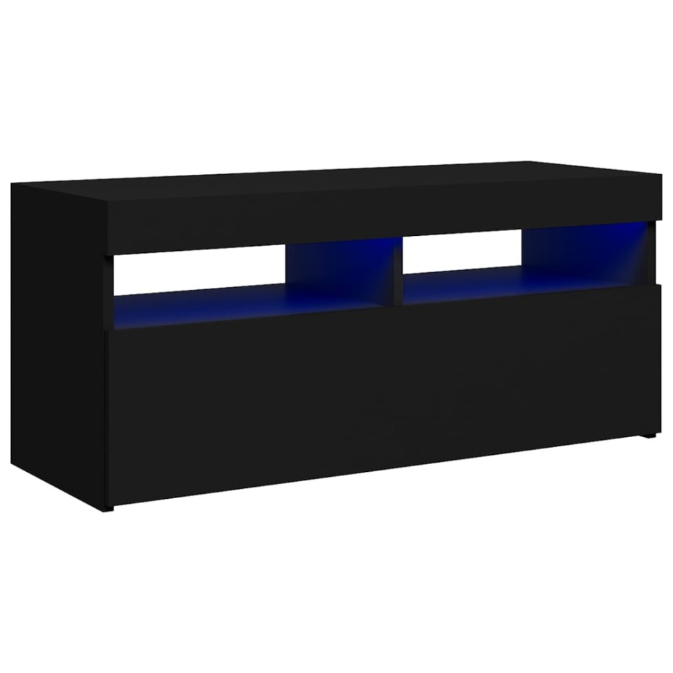 Mueble de TV con luces LED negro 90x35x40