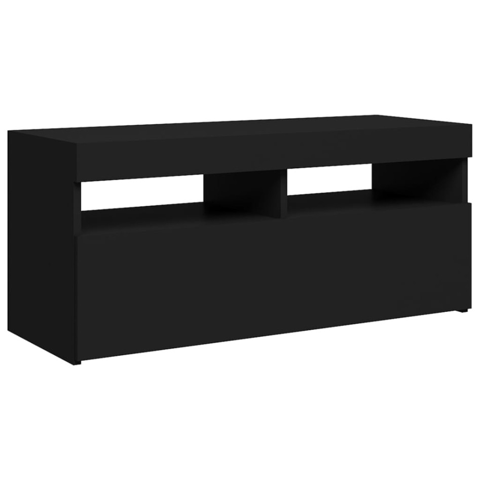 Mueble de TV con luces LED negro 90x35x40