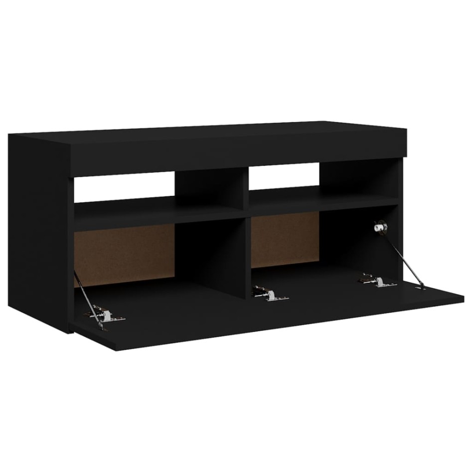 Mueble de TV con luces LED negro 90x35x40