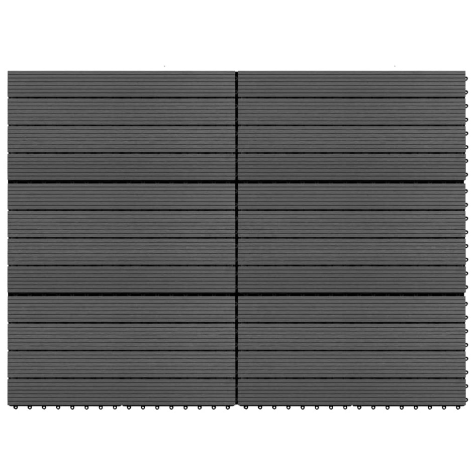 Baldosas de porche 6 uds WPC negro 60x30 cm 1,08