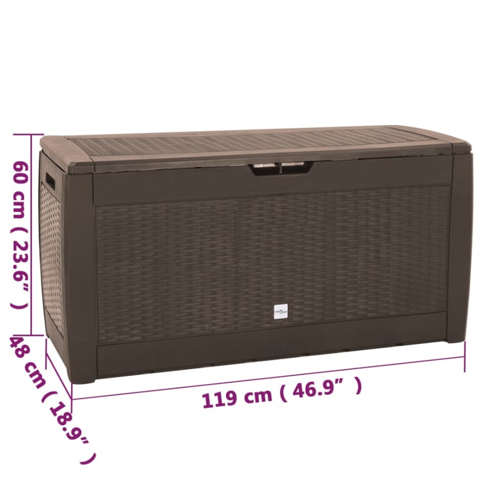 Caja de almacenaje de jardín polipropileno marrón 119x48x60