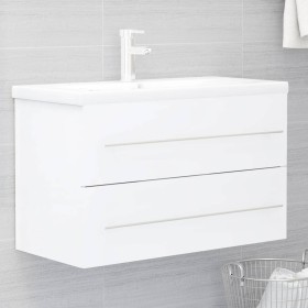 Armario para lavabo madera contrachapada blanco 80x38,5x48