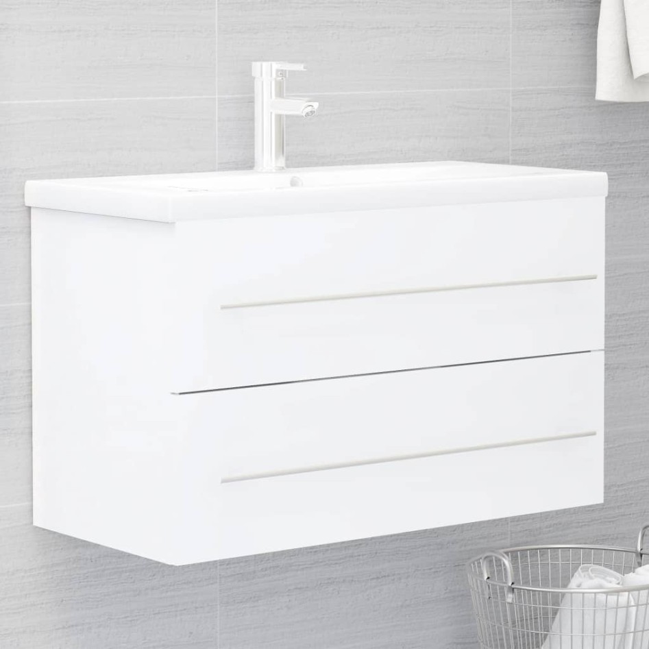 Armario para lavabo madera contrachapada blanco 80x38,5x48