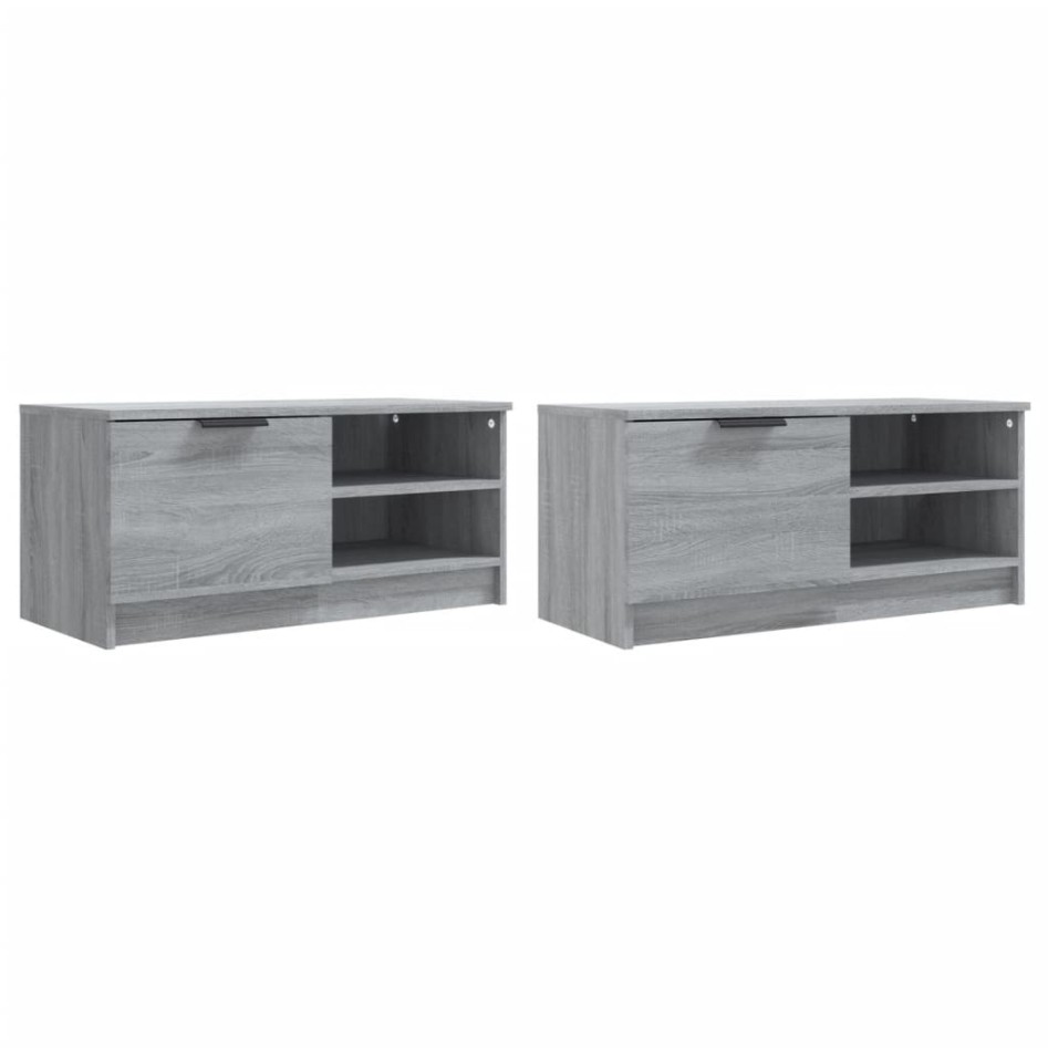 Muebles para TV 2 uds contrachapado gris Sonoma 80x35x36,5