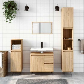 Armario de baño madera contrachapada roble Sonoma 65x33x60