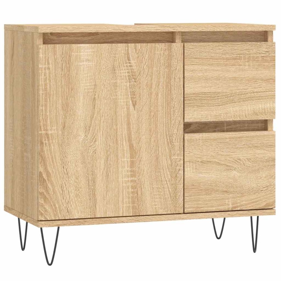 Armario de baño madera contrachapada roble Sonoma 65x33x60
