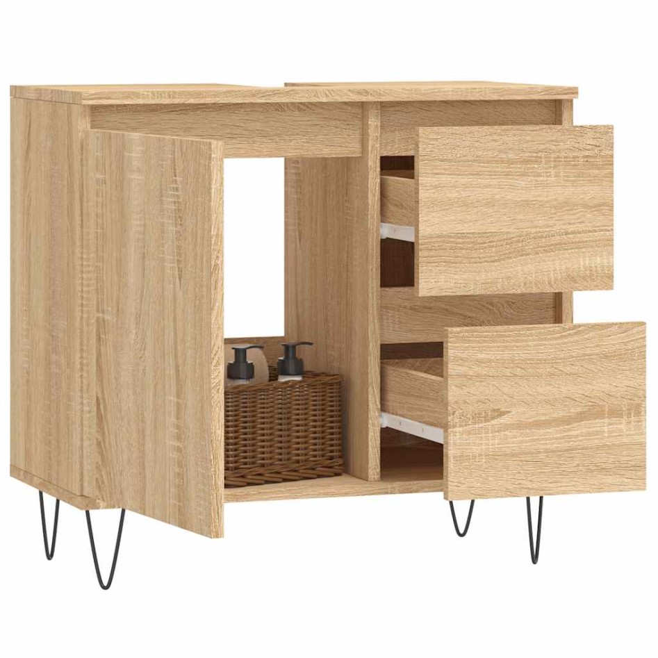 Armario de baño madera contrachapada roble Sonoma 65x33x60