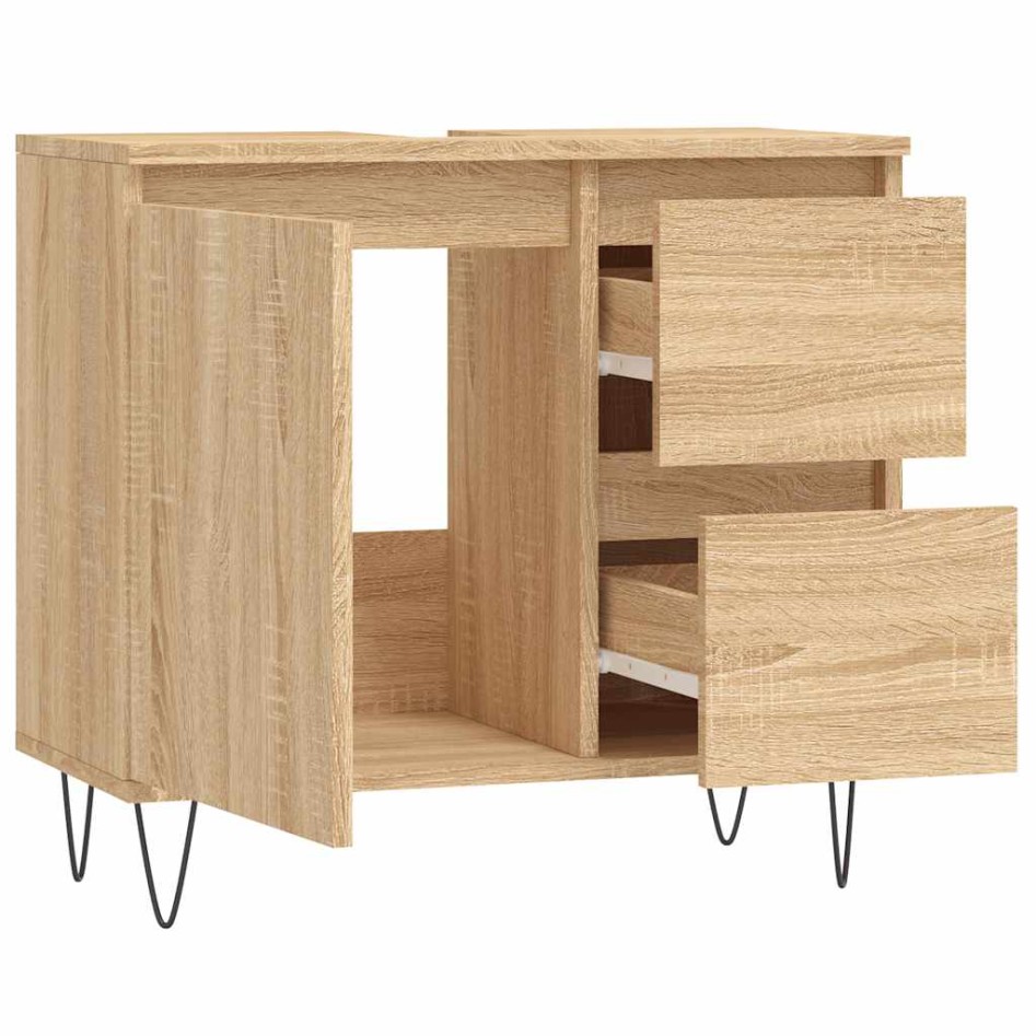 Armario de baño madera contrachapada roble Sonoma 65x33x60