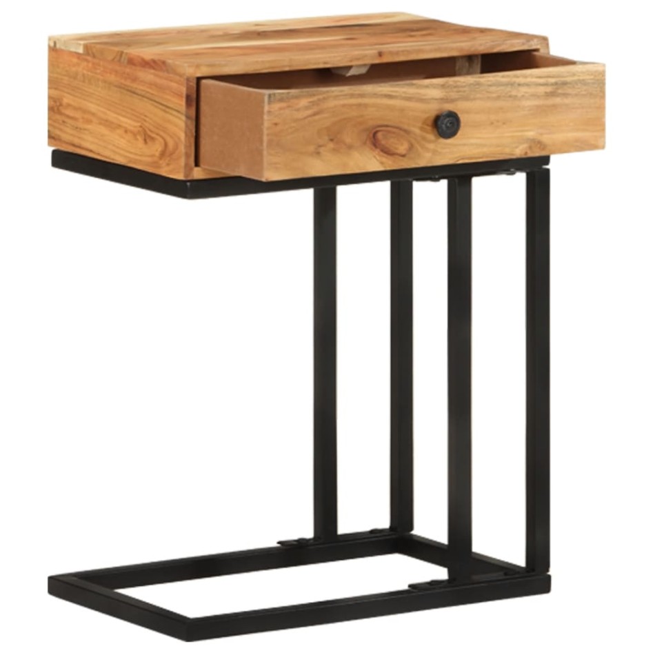 Mesa auxiliar forma de U madera maciza de acacia 45x30x61