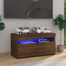 Mueble de TV con luces LED roble marrón 75x35x40
