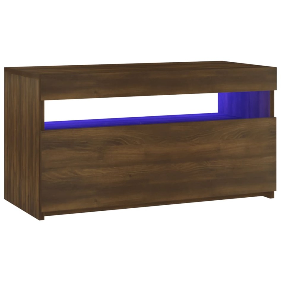 Mueble de TV con luces LED roble marrón 75x35x40