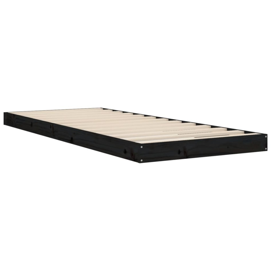 Estructura de cama madera maciza de pino negro 75x190