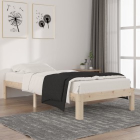 Estructura de cama sin colchón madera maciza de pino 90x200