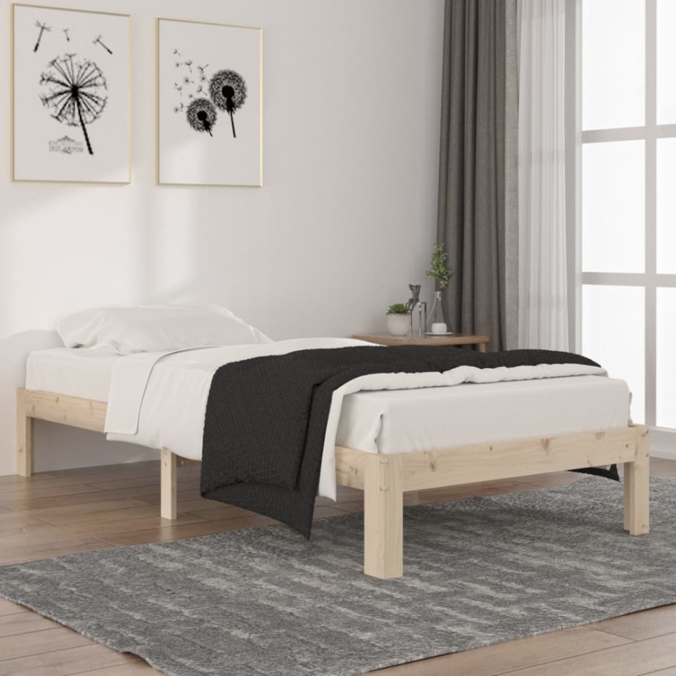 Estructura de cama sin colchón madera maciza de pino 90x200