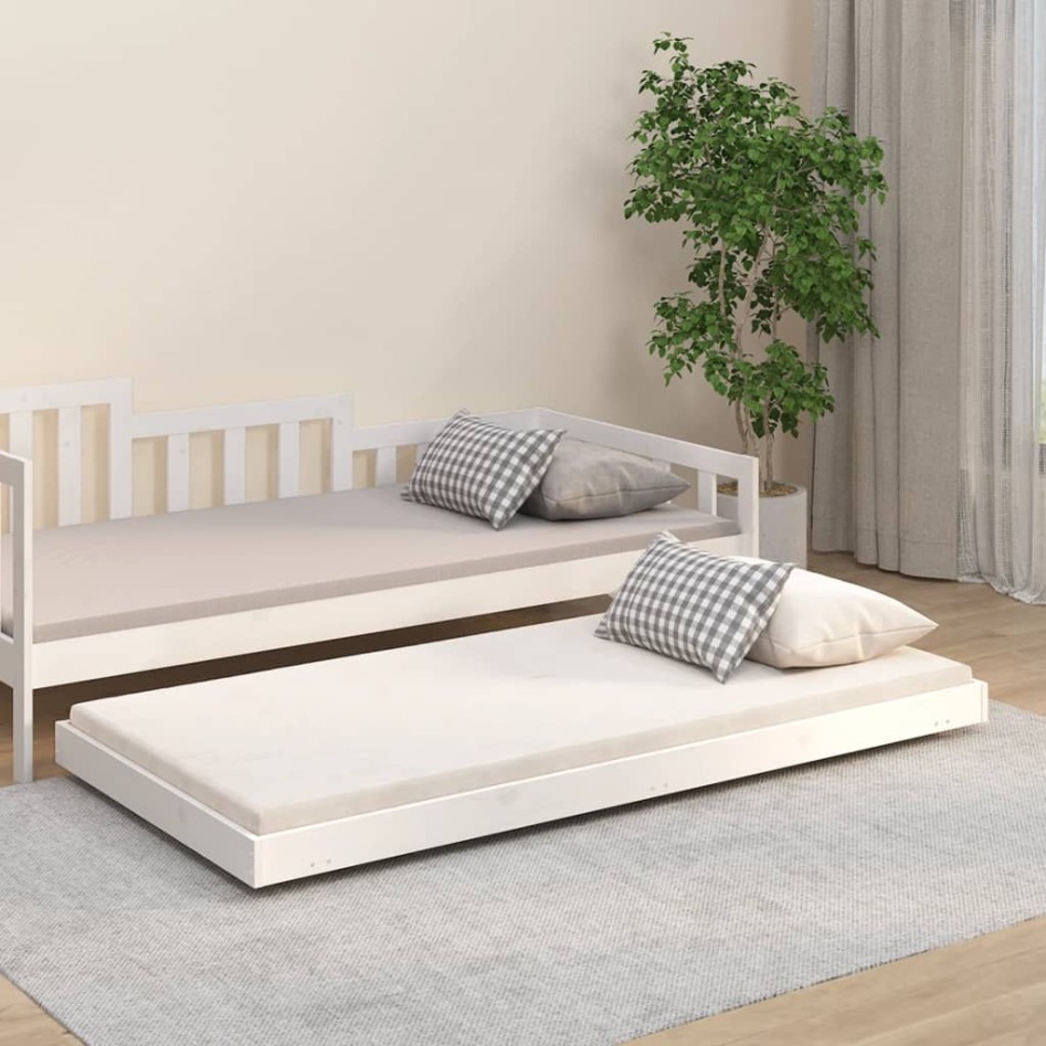 Estructura de cama sin colchón madera maciza blanca 75x190