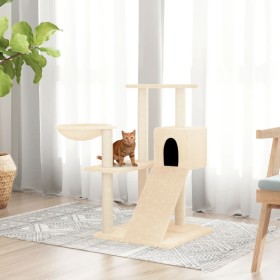 Rascador para gatos con postes de sisal color crema 82