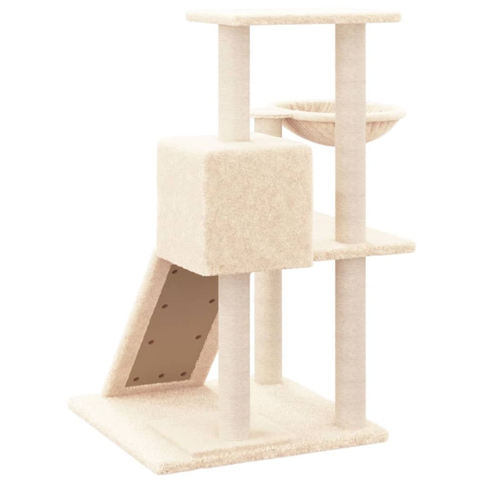 Rascador para gatos con postes de sisal color crema 82