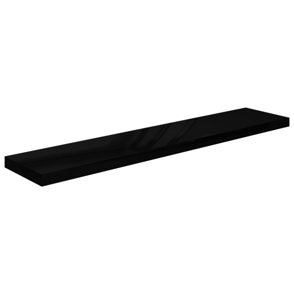 Estantes flotantes pared 4 uds MDF negro brillo 120x23,5x3,8