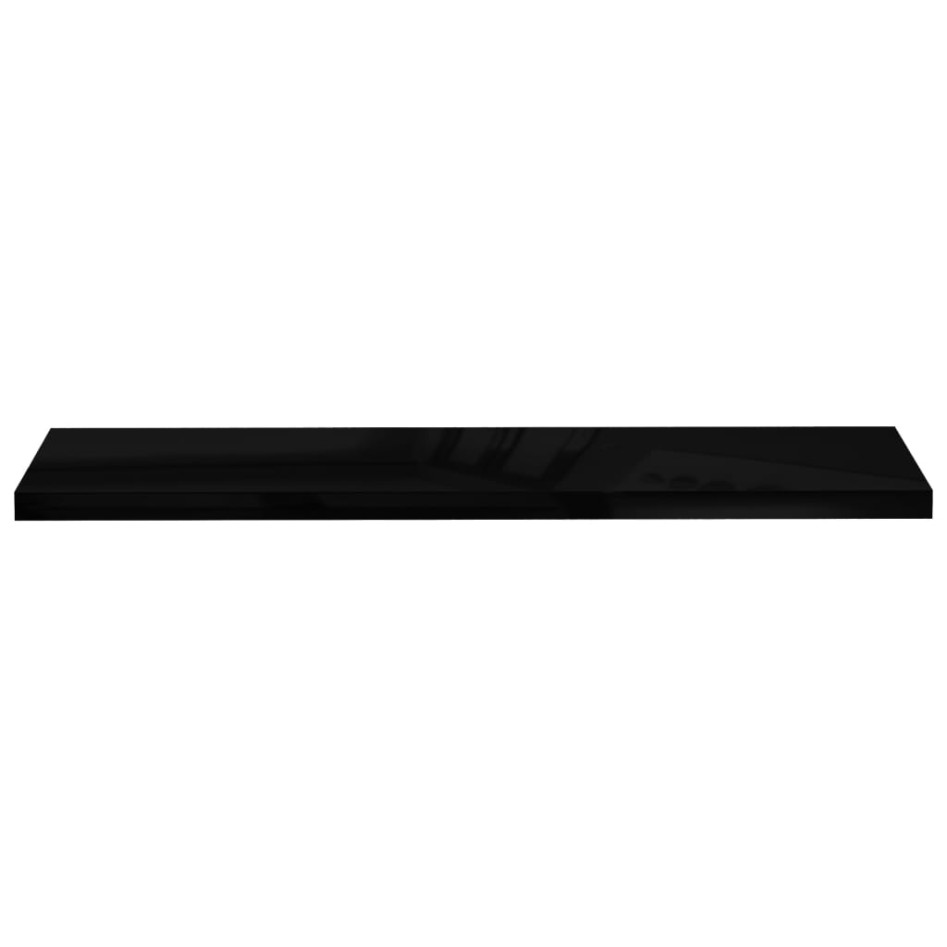 Estantes flotantes pared 4 uds MDF negro brillo 120x23,5x3,8