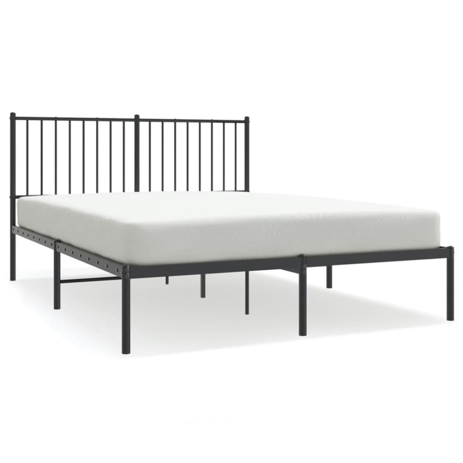 Estructura cama sin colchón con cabecero metal negro 140x190