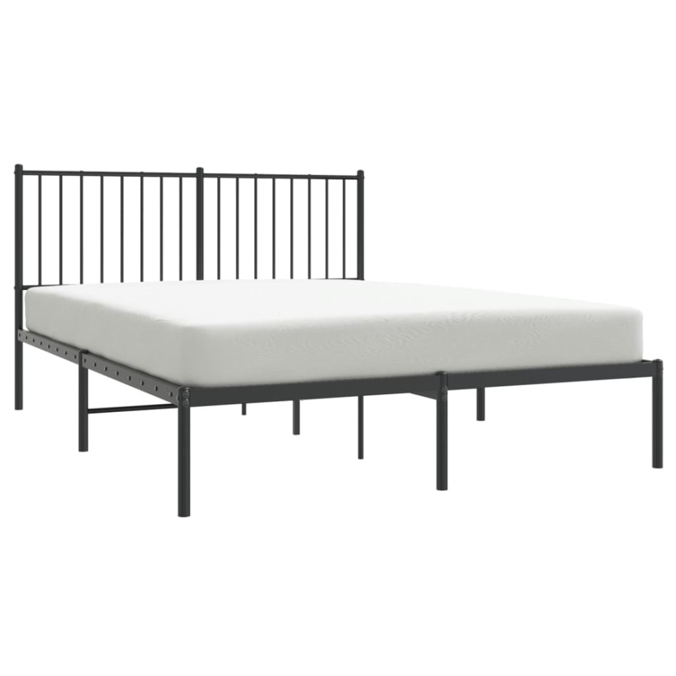 Estructura cama sin colchón con cabecero metal negro 140x190