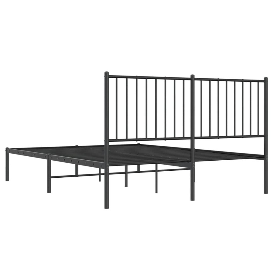 Estructura cama sin colchón con cabecero metal negro 140x190