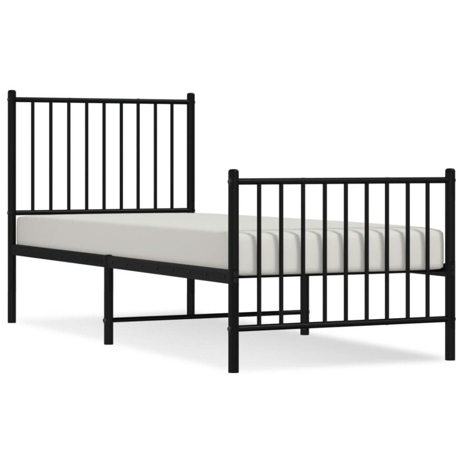 Estructura cama sin colchón con estribo metal negro 75x190