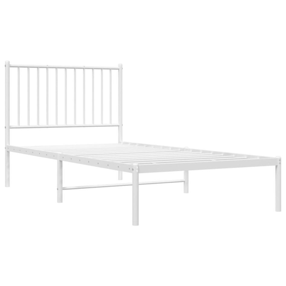 Estructura cama sin colchón con cabecero metal blanco 90x190