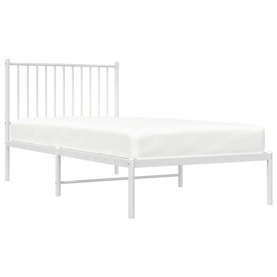 Estructura cama sin colchón con cabecero metal blanco 90x190