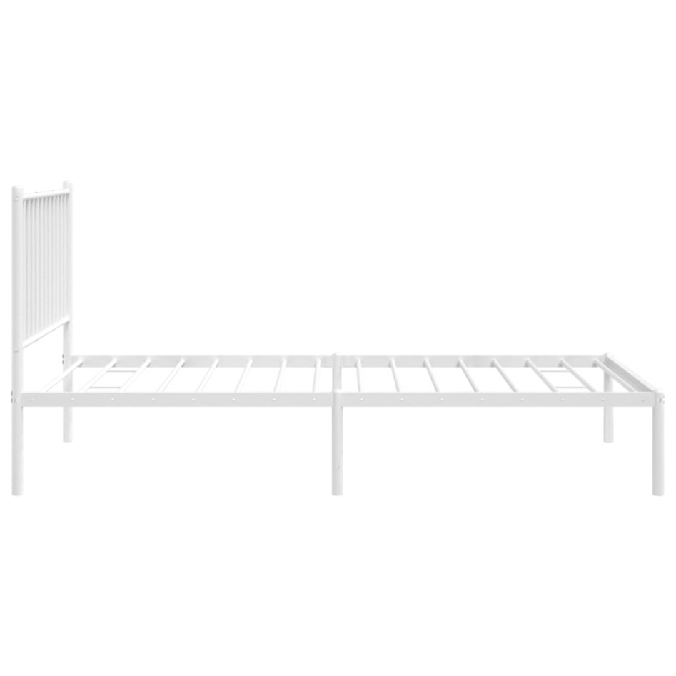 Estructura cama sin colchón con cabecero metal blanco 90x190