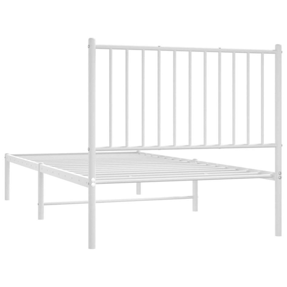 Estructura cama sin colchón con cabecero metal blanco 90x190