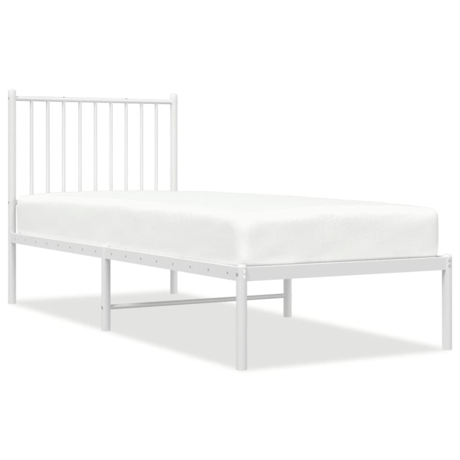 Estructura cama sin colchón con cabecero metal blanco 75x190