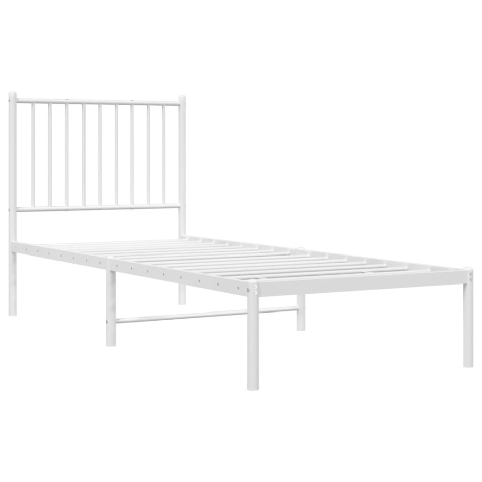 Estructura cama sin colchón con cabecero metal blanco 75x190