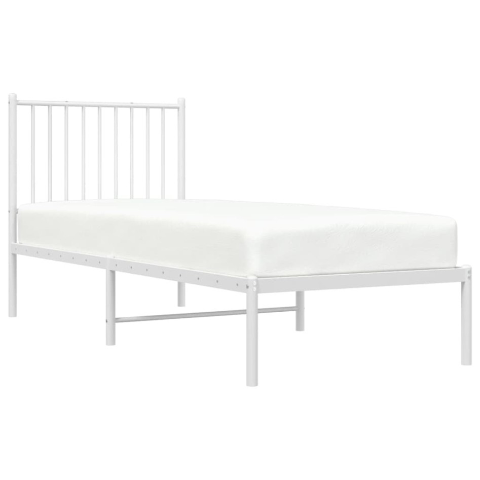 Estructura cama sin colchón con cabecero metal blanco 75x190