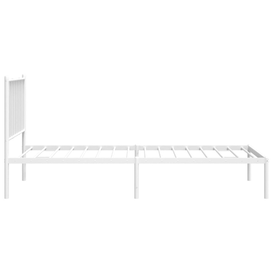 Estructura cama sin colchón con cabecero metal blanco 75x190