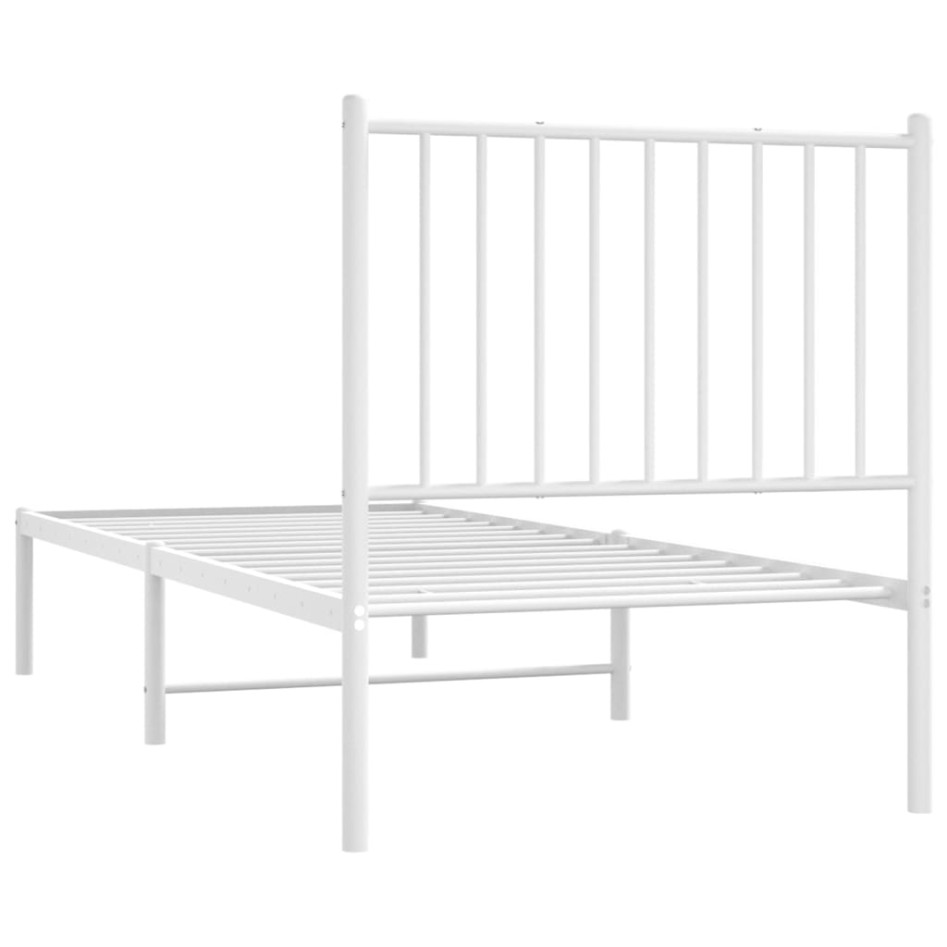 Estructura cama sin colchón con cabecero metal blanco 75x190