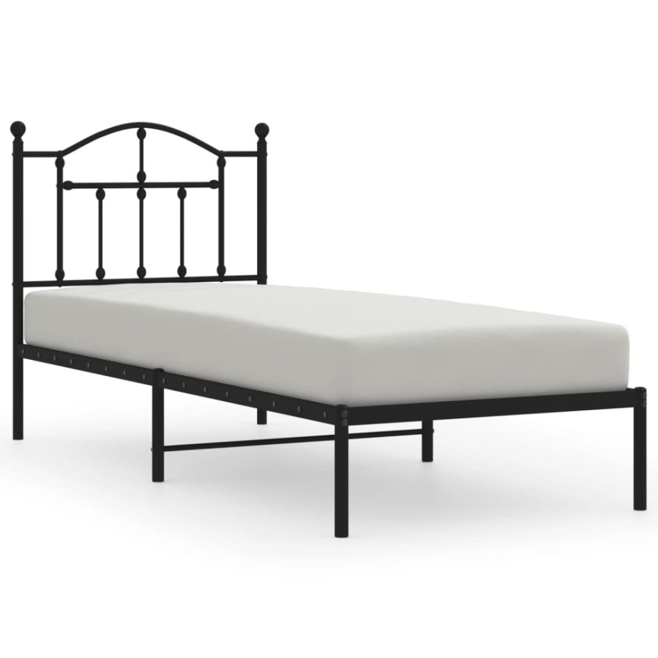 Estructura cama sin colchón con cabecero metal negro 90x190