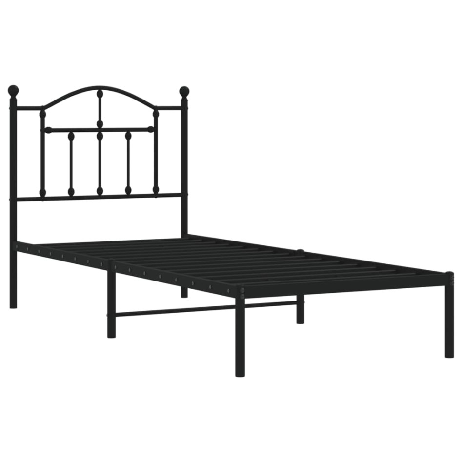 Estructura cama sin colchón con cabecero metal negro 90x190